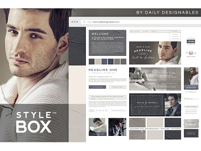 Style Box: Creative toolkit for brand or web blog design branding cardboard fashion homepage identity masculine modern psd style guide template vintage