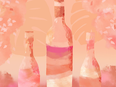 Rosé all day illustration imppressionist peach photoshop pink rosé texture tropical wine
