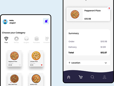 Food Shopping App app design ui