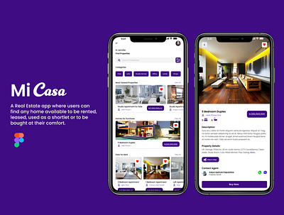 Real Estate Home Rents - Mobile App figma mobile app ui ux