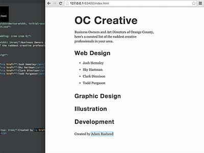 WIP - OC Creative list typography wip