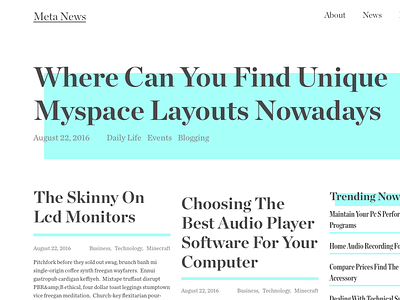 News Blog Layout chronicle display magazine news text