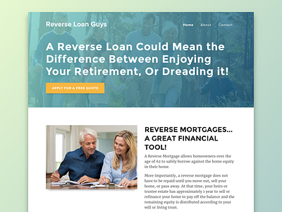 Reverse Loan Guys Landing Page call to action gradient background landing page mortgage