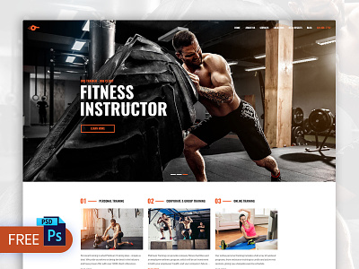 Free Personal Trainer Web Design PSD Template background removal background remover coaches fitness fitness web design free psd templates free website template gyms personal psd template web design web design psd webdesign website psd template