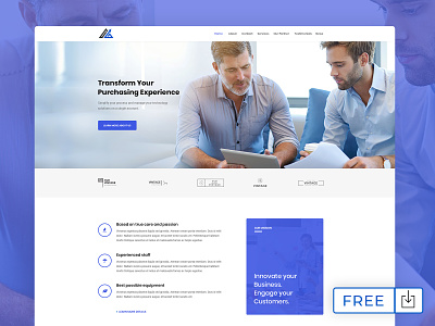 Free PSD - Modern Company Website Template agency blue blue and white corporate free psd free psd template free psd templates minimal modern psd design psd template psd web template psd website web design webdesign