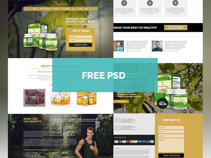 Free Produce Theme Product Landing Page free psd template web design organic landing page product