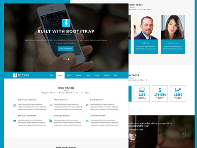 Styled Onepage Version Screenshot blue flat flat web design multi purpose theme