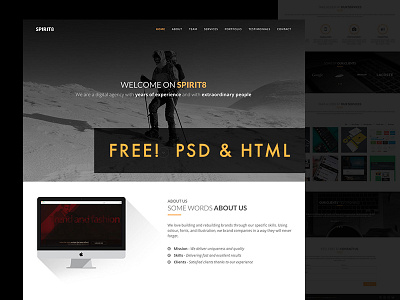 Freebie - Spirit8 HTML Template bootstrap creative free free html free portfolio freebie personal portfolio web design