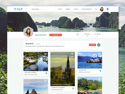GLP Web App Design - Listings listings travel web app wed design