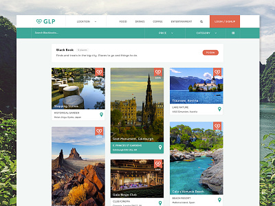 GLP Web App Design - Listings/Logout directory listings travel web app wed design