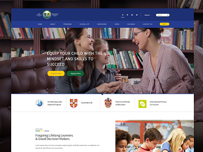 School Web Design blue campus clean minimal modern school web design