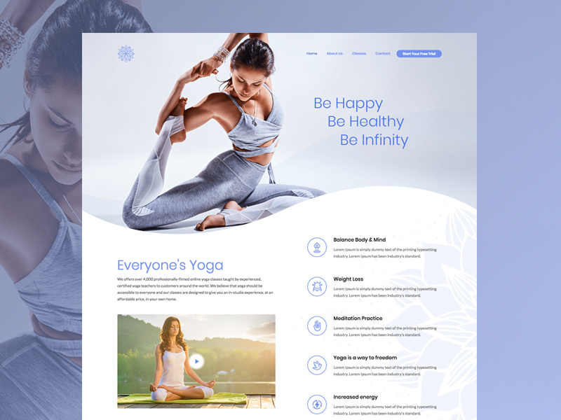 Fitness Web Design Demo wordpress themes minimalist health yoga fitness web design