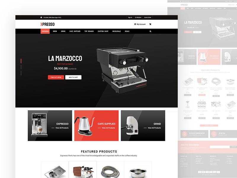 Expresso Machines eCommerce - Concept 2 web design webdesign ecommerce shop ecommerce design ecommerce business ecommerce