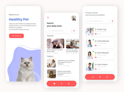 Healthy Pet doctor app doctor appointment mobile app mobile app design pet care uidesign uiuxdesign veterinary