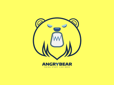 Angry Bear angry bear blue color line logo simple sport yellow
