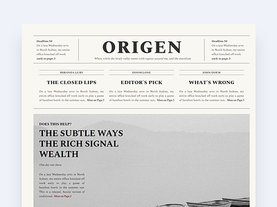 Origen Newspaper css editorial html layout magazine news newspaper tv website