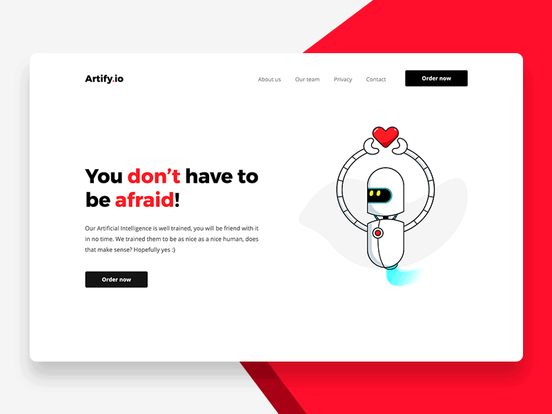 Artify.io after effect ai banner gif heart love motion graphic product design robot web design