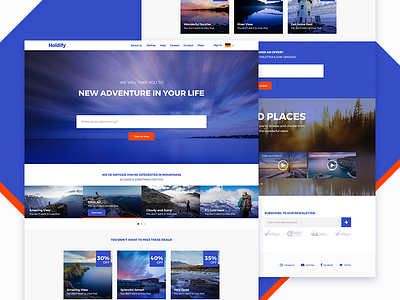 Holdify adventure design holiday landing page psd trip ui design website