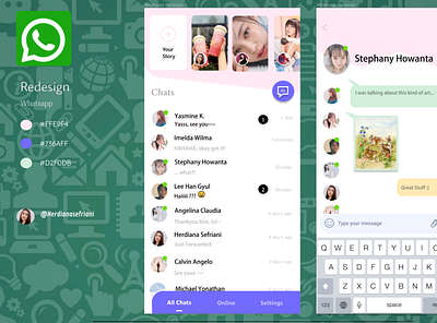 Redesign Whatsapp interface mobile app ui design ux design whatsapp whatsapp redesign