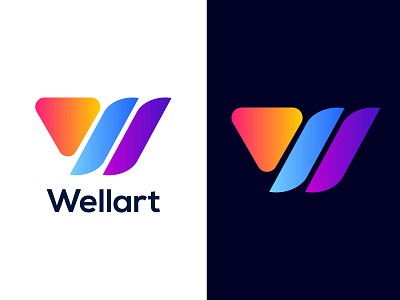 Modern W Letter Logo|Wellart Branding Design|Modern App Logo