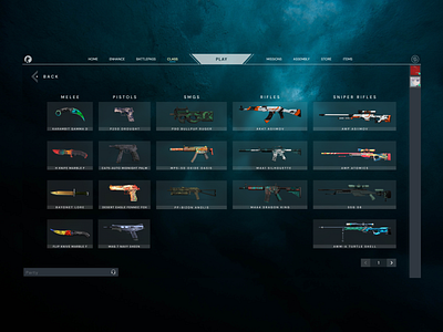 Redesign Weapon Inventory UI Counter Strike Nexon Studio darktheme esports fps game gaming redesign ui valorant