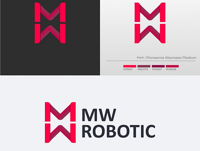 MW ROBOTIC CONCEPT animation app brand identity branding design flat identity logo mark symbol