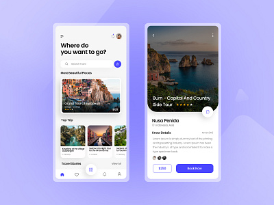 Travel App akrdesign 5 app branding design illustration typography ui ux