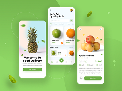 Organic Fruits Ui Design app branding design graphic design illustration logo typography u ui ux vector