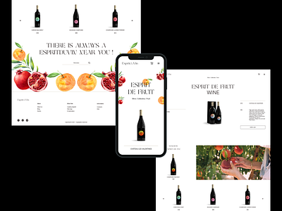 EspritduVin - Wine Store Concept 2021 adaptive black bottle branding ecommerce figma fruits minimalism minimalistic mobile mobile design responsive ui ux webdesign website white wine