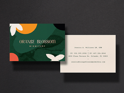 Orange Blossom Midwifery — Business Cards branding businesscard foil gold foil print