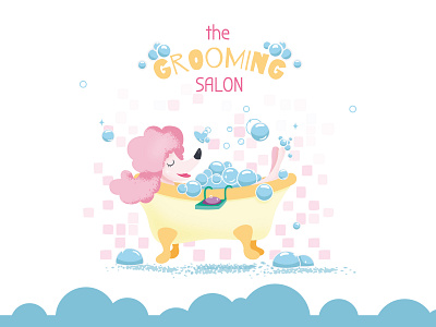 Dog grooming. Vector cute illustrations for pet grooming salon.