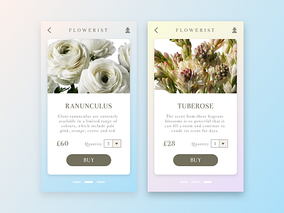 Flowerist App android app design ecommerce flowers interaction ios mobile principle ui