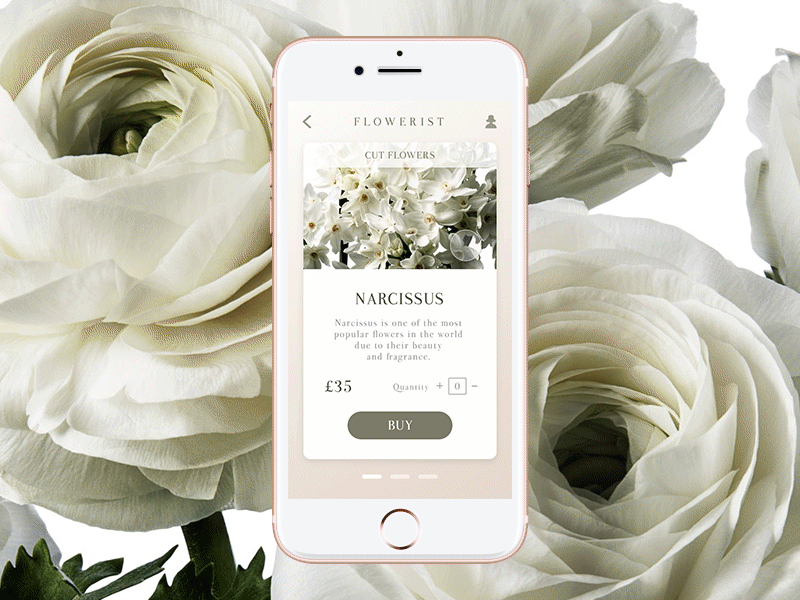 Flowerist App - Principle Animation #01 android app design ecommerce flowers interaction ios mobile principle ui