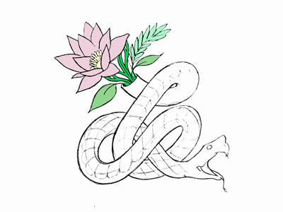 life through death flowers snake tattoo