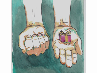 The Gift of the Spirit hands illustration pen spirit watercolor