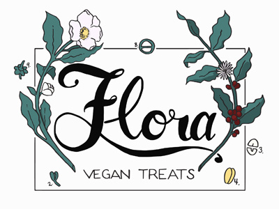 Flora Logo bakery color flora flowers handdrawn illustration illustrator lettering logo treats vegan