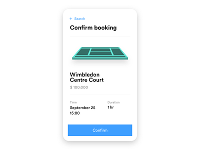 App confirmation screen app booking confirmation court
