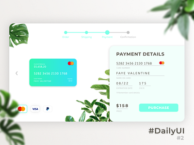Credit Card Checkout | #DailyUI Challenge - Day 2 bright checkout checkout form checkout page dailyui design plant ui ux web