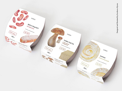 Concept packaging with illustration for vegan food