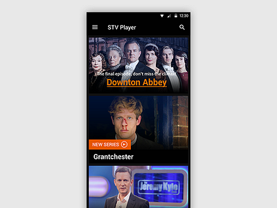 STV Player Android concept android app black material design orange ui