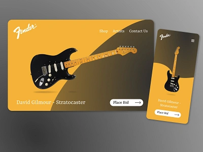 David Gilmour - Fender Stratocaster branding design fender guitar minimal mobile ui ui design webpage website