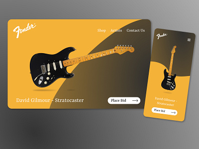 David Gilmour - Fender Stratocaster branding design fender guitar minimal mobile ui ui design webpage website