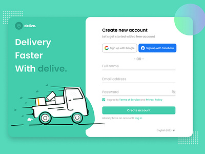 Delive Sign Up Page 🚚