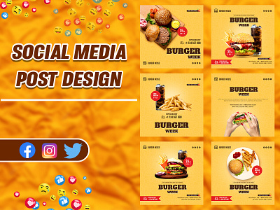 Restaurant social media template design
