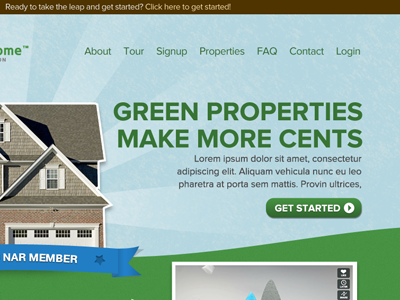Green Properties Make More Cents call to action green illustrated web design