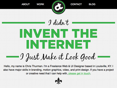 I Didn't Invent The Internet green header typography webdesign