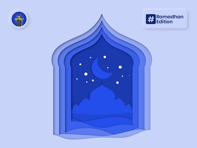 Ramadhan Edition blue design illustration indonesia minimalist modern moon moslem neumorphism paper paper art papercut personalbranding ramadhan religion simple style