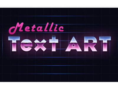 TEXT ART chromatic design illustrator metallic typogaphy