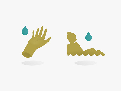 Gold Hand bath drop hand health icon pilot interactive water