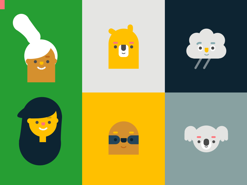 Character exploration koala cloud sloth bear lady character